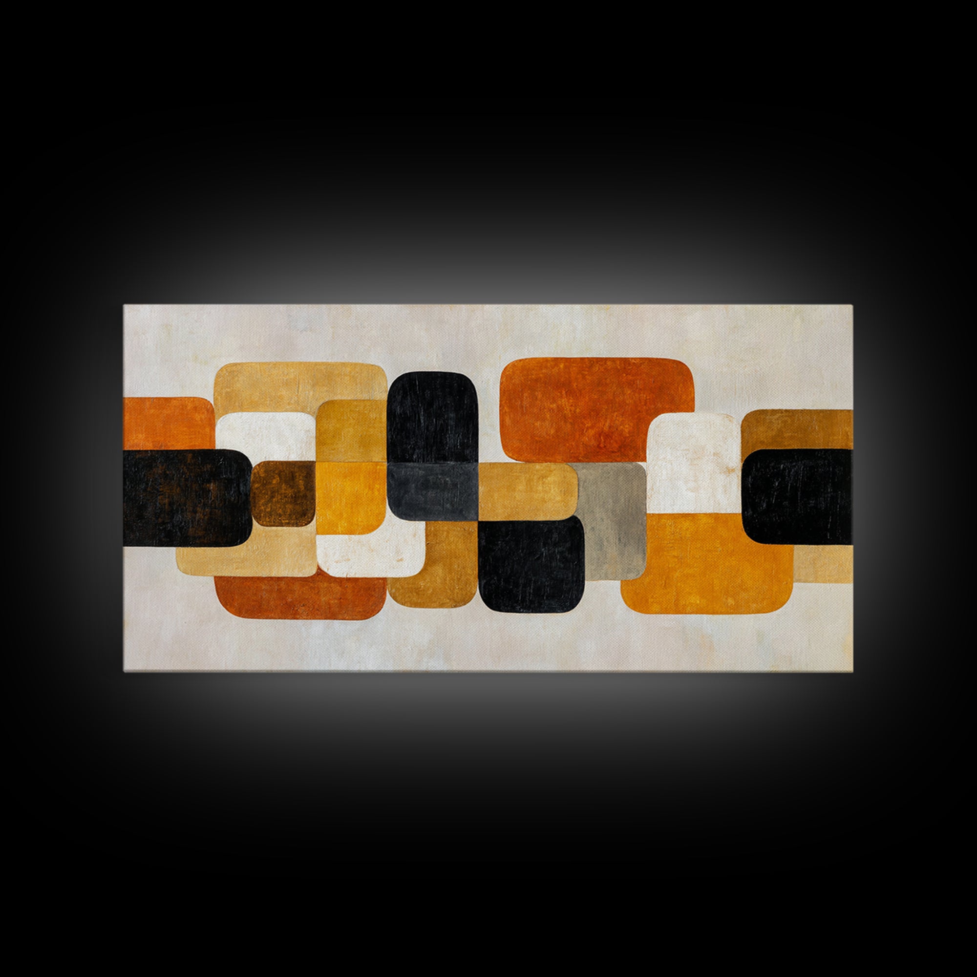 Mid Century Color Block Composition Framed Canvas Print, Wall Art, Art Print, Living Room Decor, Fine Art, Wall Hanging, WAL-2x1-56