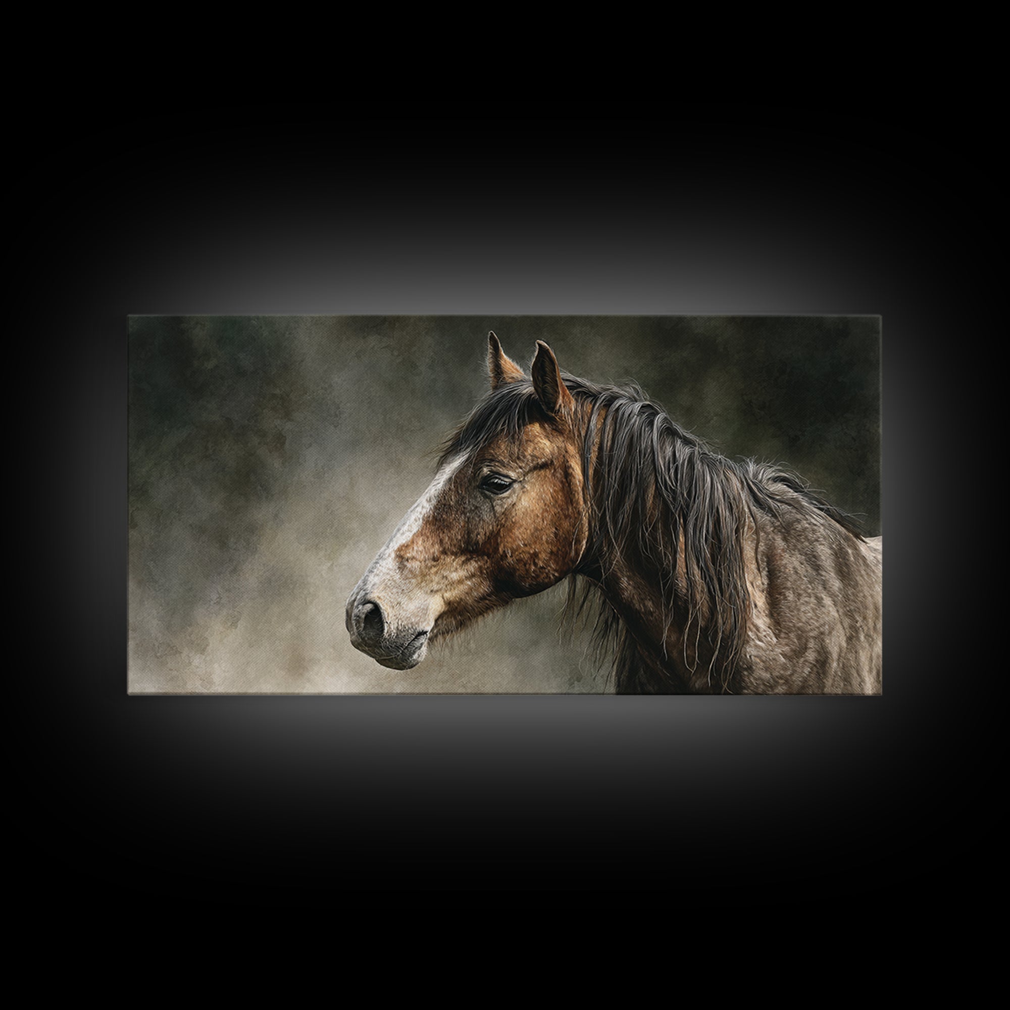 Wild Horse Portrait Canvas Print, Wall Art, Canvas, Living Room Decor, Oil Painting, Canvas Wall Art, Abstract Art, WAL-2x1-57