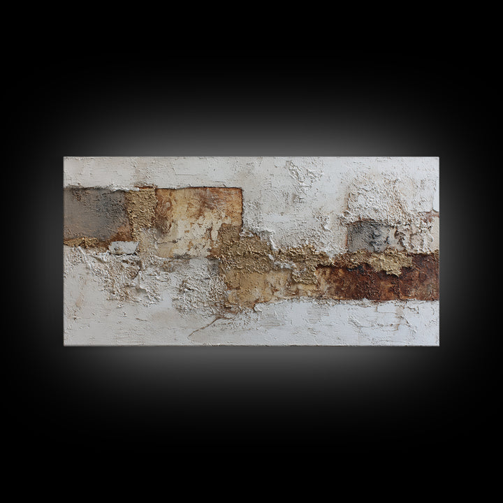 Luxury Neutral Plaster Texture Abstract Framed Canvas Print, Wall Art, Abstract Art, Living Room Decor, Boho Decor, WAL-2x1-59