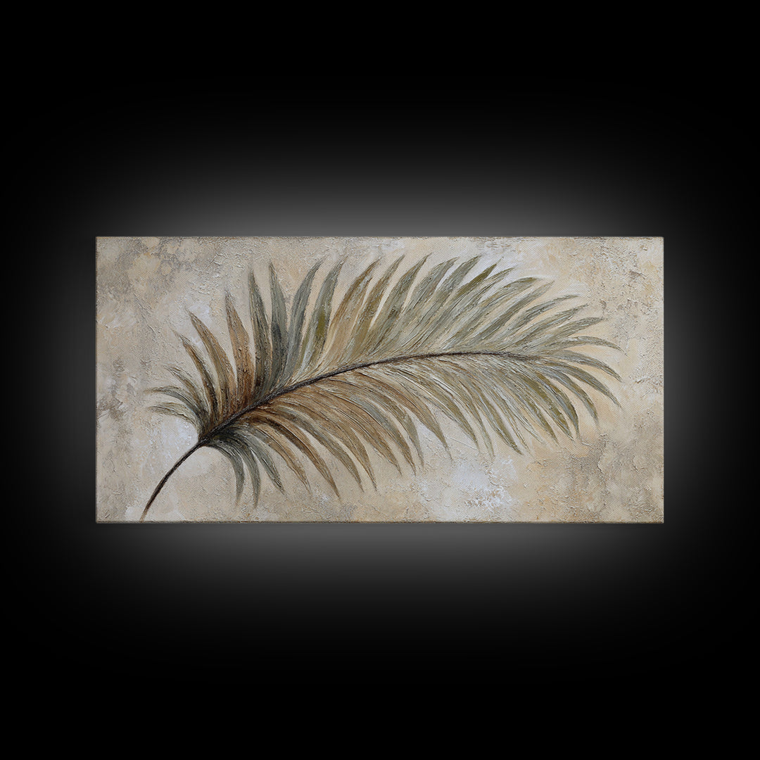 Tropical Palm Leaf Painting Framed Canvas Print, Wall Art, Heart, Living Room Decor, Fine Art, Home Decor Gift, WAL-2x1-60