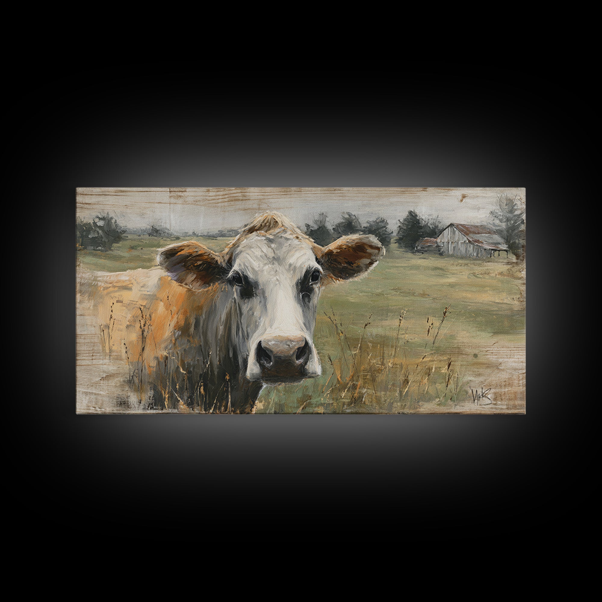 Rustic Farmhouse Cow Portrait Canvas Print, Wall Art, Wall Hanging, Living Room Decor, Fine Art, Gallery Decor, WAL-2x1-63