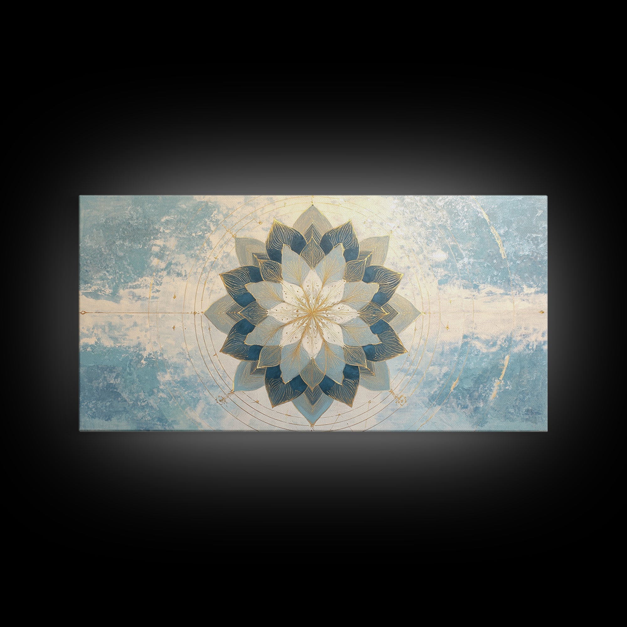 Sacred Geometry Mandala Framed Canvas Print, Wall Art, Mid Century Modern, Living Room Decor, Abstract Art, Textured Wall Art, WAL-2x1-65
