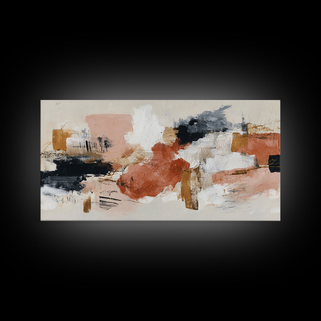 Statement Abstract with Bold Layered Brushwork Canvas Print, Wall Art, Wall Hanging, Living Room Decor, Abstract Art, WAL-2x1-69