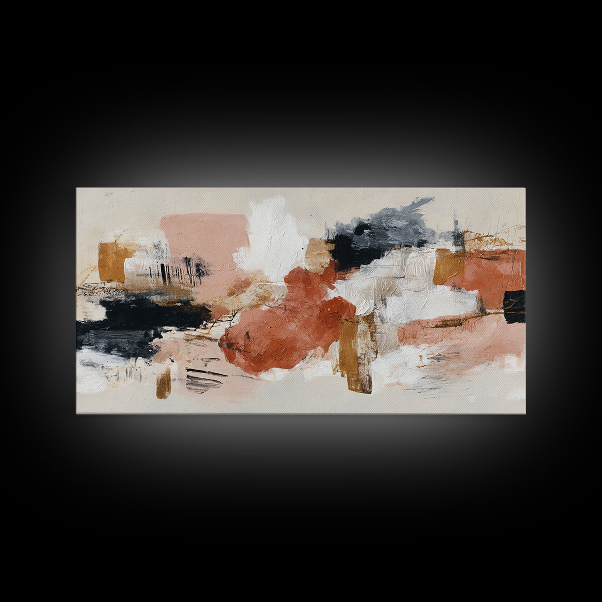 Statement Abstract with Bold Layered Brushwork Canvas Print, Wall Art, Wall Hanging, Living Room Decor, Abstract Art, WAL-2x1-69
