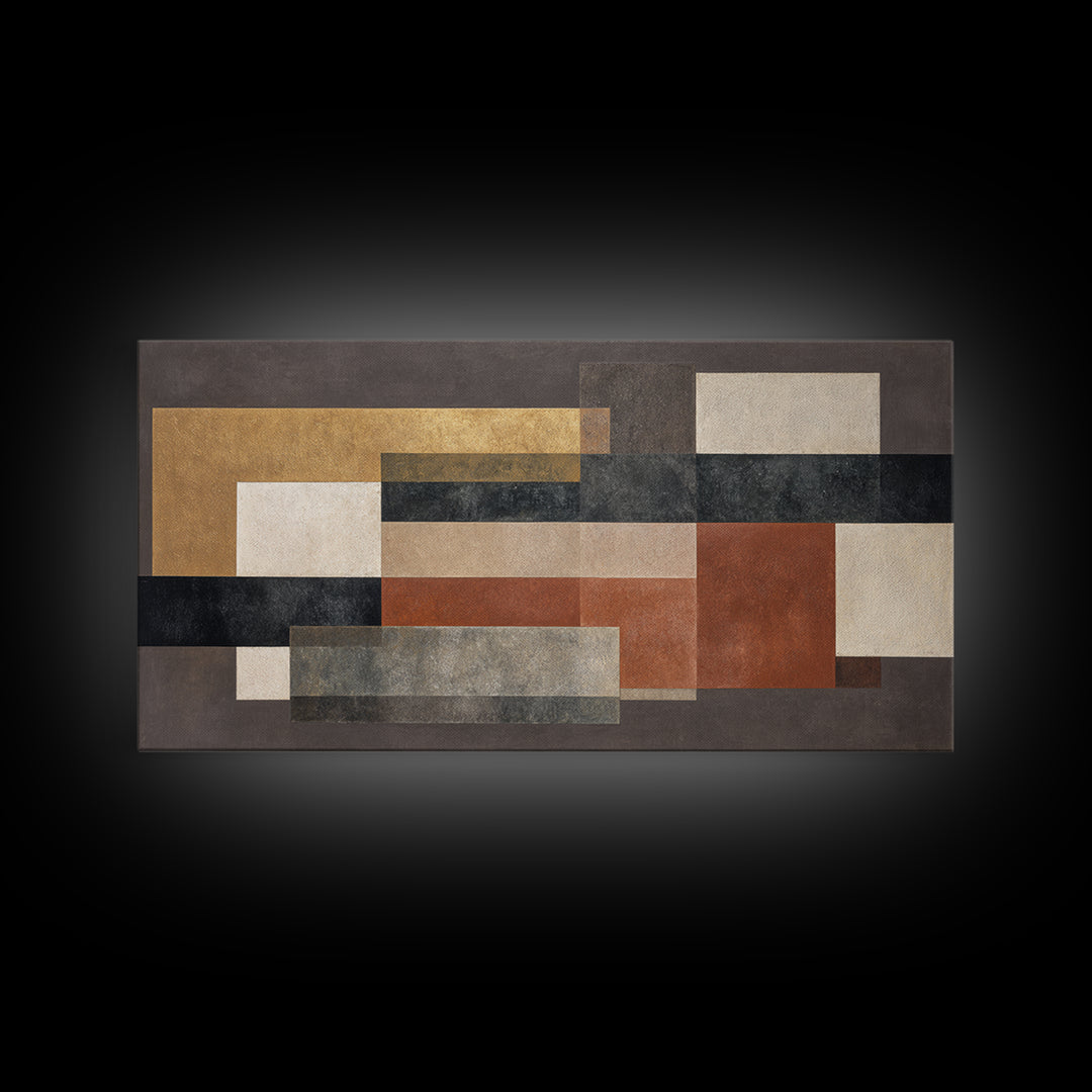 Modern Geometric Composition for Living Spaces Framed Canvas Print, Wall Art, Canvas, Living Room Decor, Abstract Art, WAL-2x1-72