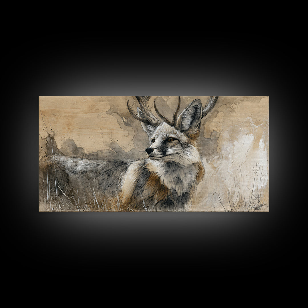 Whimsical Animal Portrait Framed Canvas Print, Wall Art, Wall Art Prints, Living Room Decor, Fine Art, Abstract Art, WAL-2x1-91