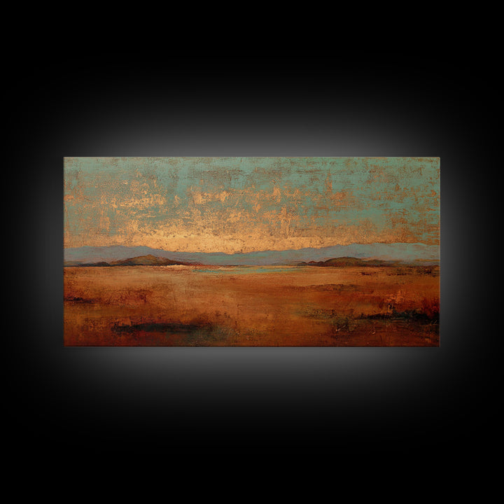 Desert Landscape in Warm Terracotta Tones Framed Canvas Print, Wall Art, Wall Hanging, Living Room Decor, Fine Art, WAL-2x1-99