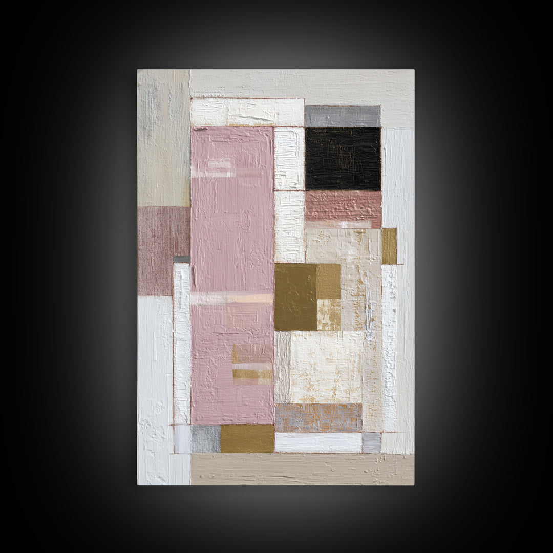 Modern Geometric Composition for Living Spaces Framed Canvas Print, Wall Art, Heart, Living Room Decor, Fine Art, WAL-2x3-12