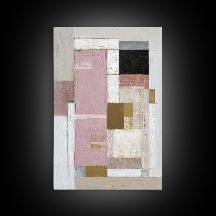 Modern Geometric Composition for Living Spaces Framed Canvas Print, Wall Art, Heart, Living Room Decor, Fine Art, WAL-2x3-12