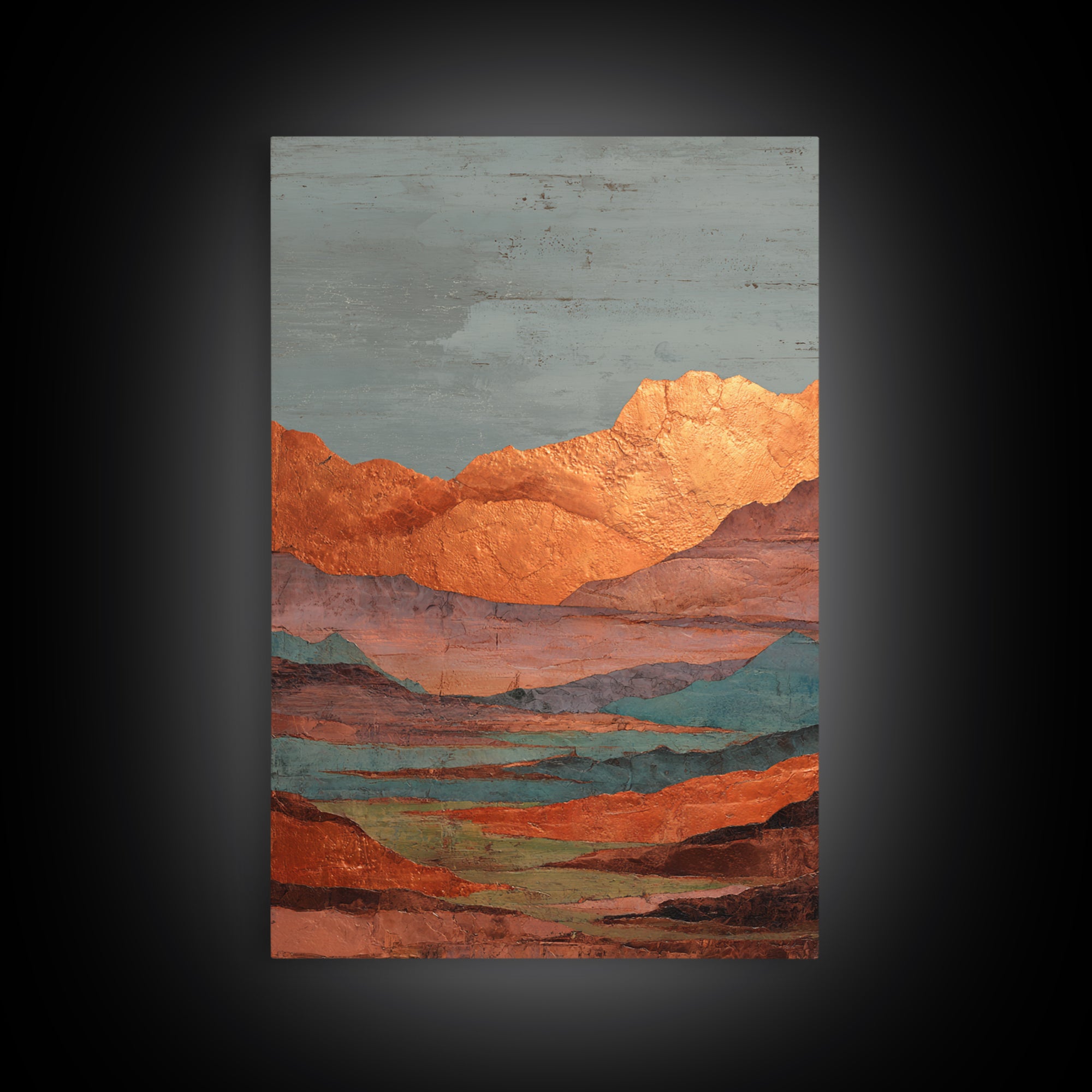 Desert Landscape in Warm Terracotta Tones Canvas Print, Wall Art, Minimalist Decor, Living Room Decor, Oil Painting, WAL-2x3-15