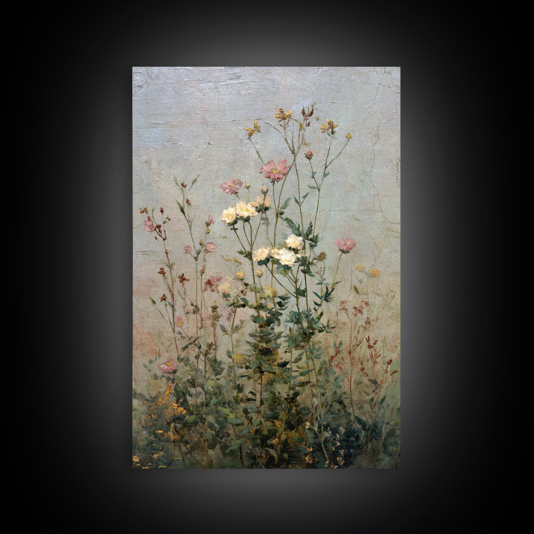 Impressionist Meadow of Wildflowers Framed Canvas Print, Wall Art, Printable Wall Art, Living Room Decor, Oil Painting, WAL-2x3-25