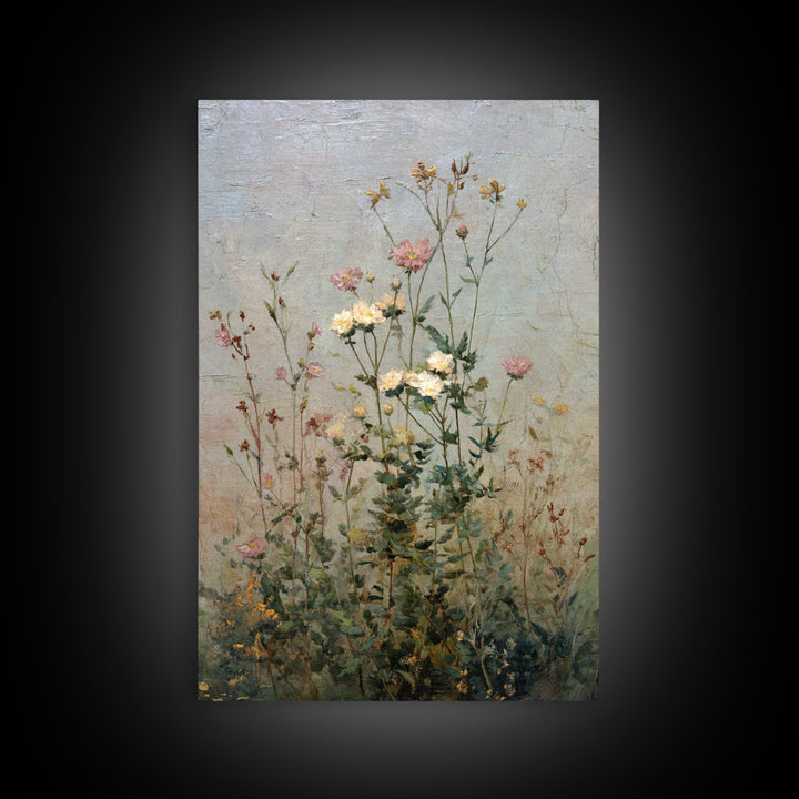 Impressionist Meadow of Wildflowers Framed Canvas Print, Wall Art, Printable Wall Art, Living Room Decor, Oil Painting, WAL-2x3-25