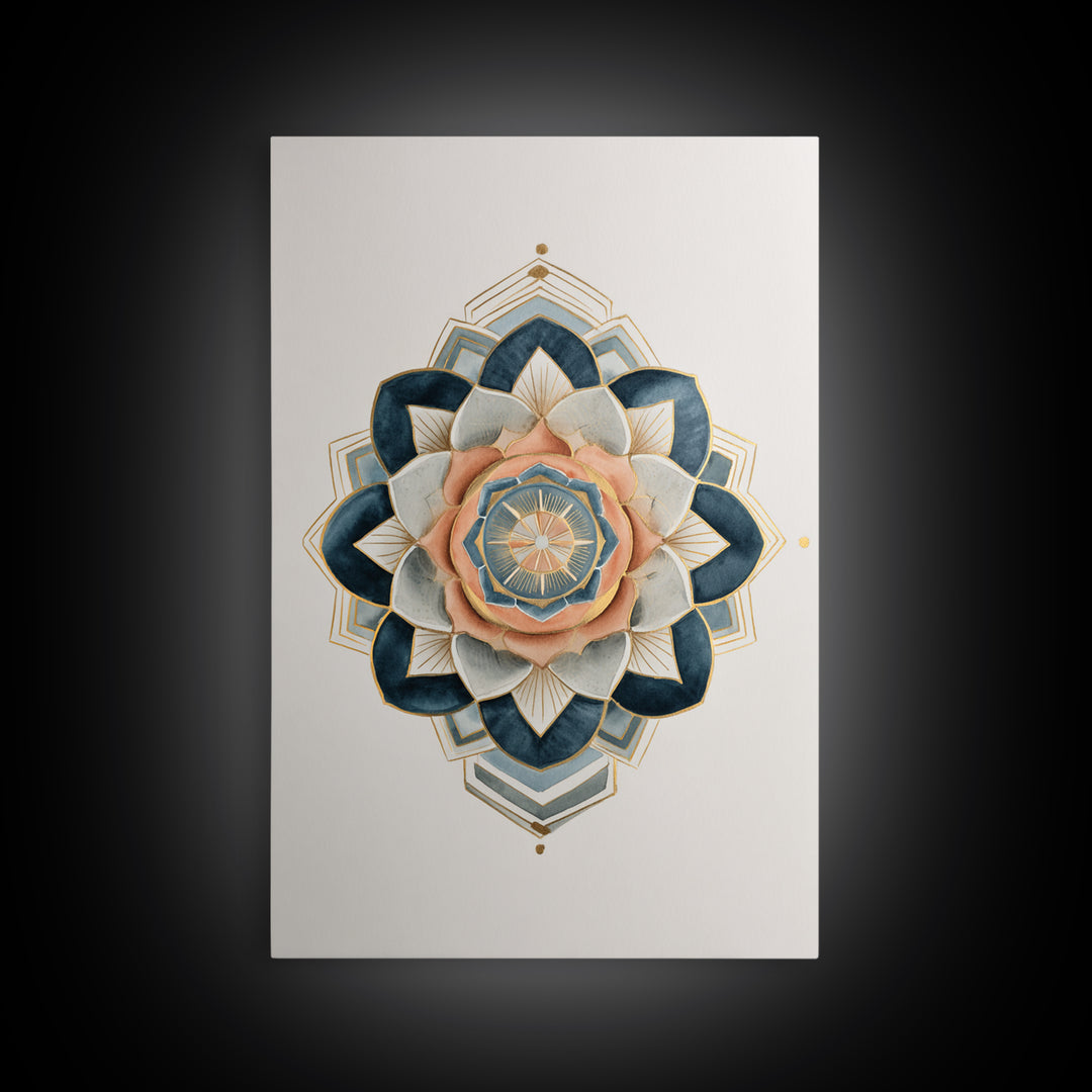 Sacred Geometry Mandala Canvas Print, Wall Art, Wall Hangings, Living Room Decor, Watercolor Art, Framed Wall Art, WAL-2x3-29