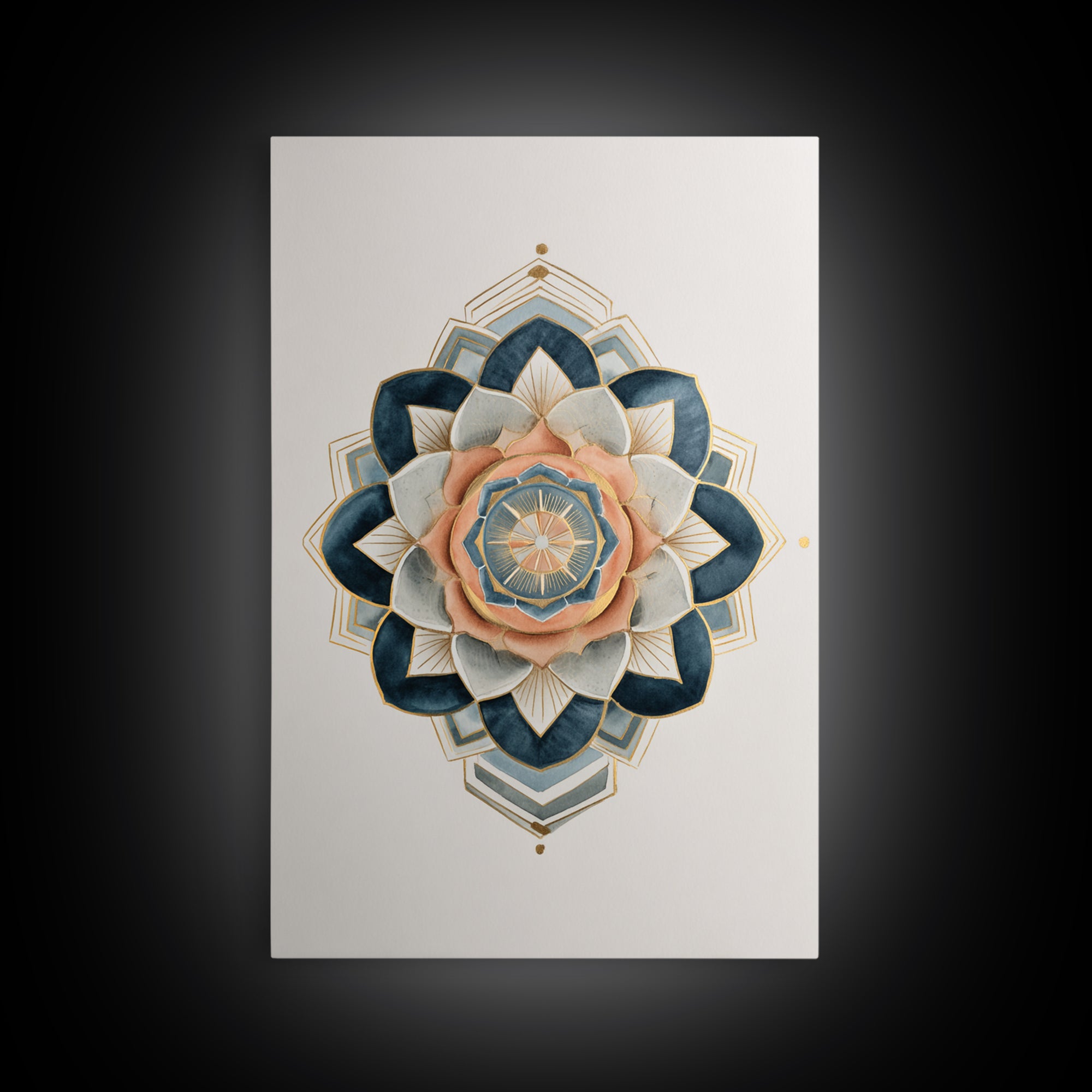Sacred Geometry Mandala Canvas Print, Wall Art, Wall Hangings, Living Room Decor, Watercolor Art, Framed Wall Art, WAL-2x3-29