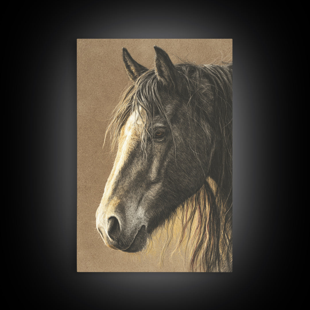 Wild Horse Portrait Canvas Print, Wall Art, Metal Wall Art, Living Room Decor, Fine Art, Digital Print, Wood Wall Art, WAL-2x3-45