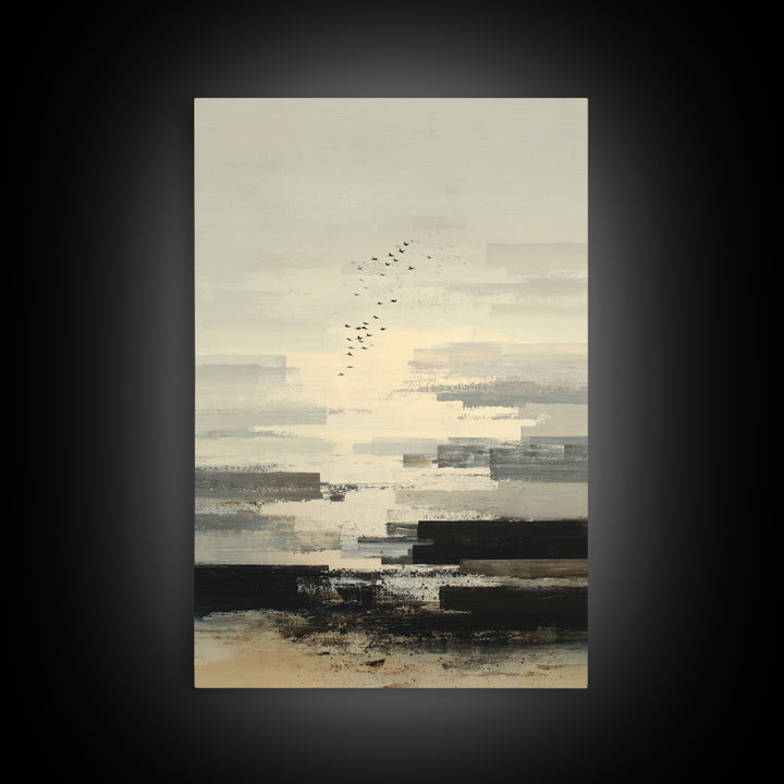 Luxury Neutral Plaster Texture Abstract Framed Canvas Print, Wall Art, Mid Century Modern, Living Room Decor, Fine Art, WAL-2x3-47