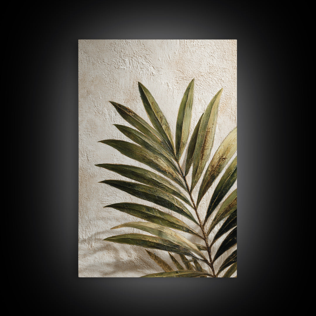 Tropical Palm Leaf Painting Framed Canvas Print, Wall Art, Home Decor, Living Room Decor, Fine Art, Digital Wall Art, WAL-2x3-48