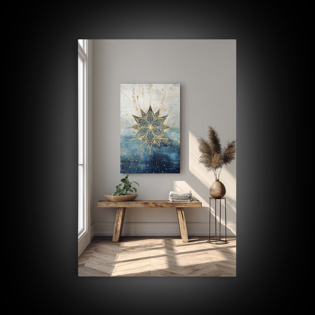 Sacred Geometry Mandala Framed Canvas Print, Wall Art, Wall Art for Mom, Living Room Decor, Oil Painting, Prints Wall Art, WAL-2x3-53