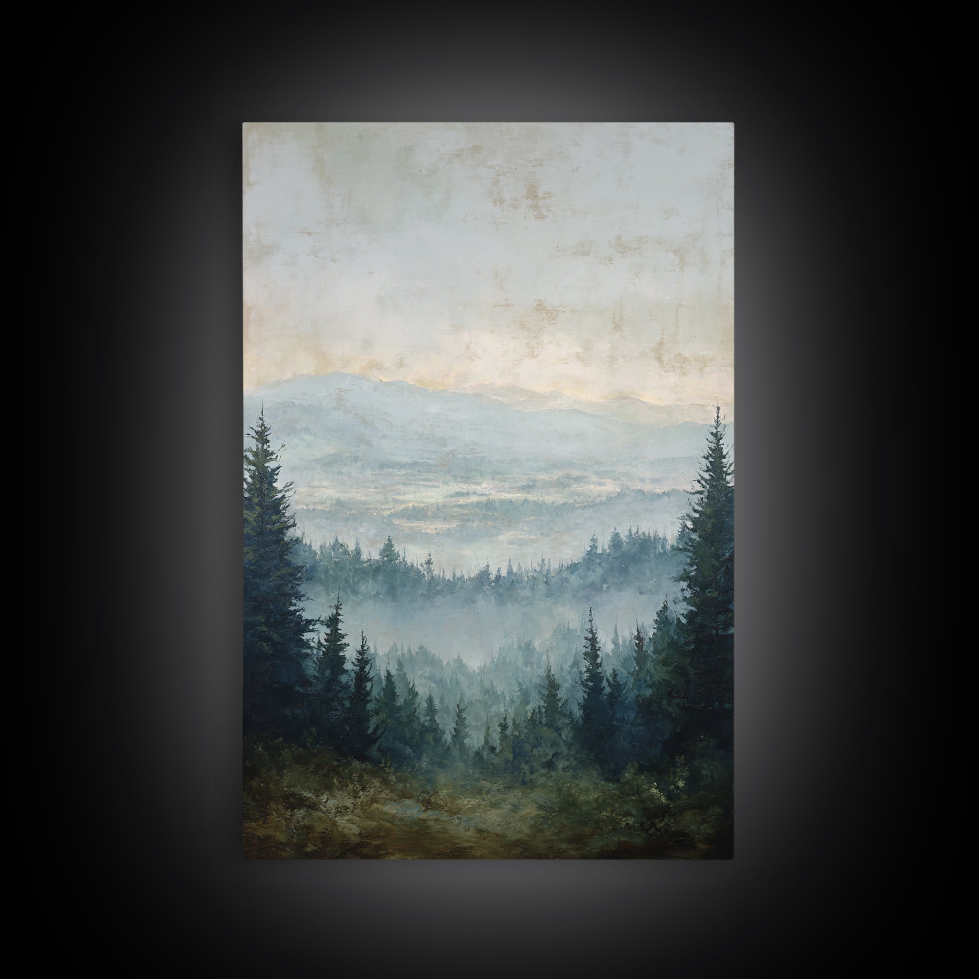 Moody Forest Landscape Canvas Print, Wall Art, Heart, Living Room Decor, Fine Art, Home Decor Gift, Original Art, WAL-2x3-66