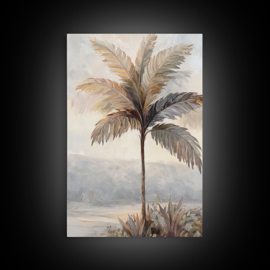 Tropical Palm Leaf Painting Canvas Print, Wall Art, Heart, Living Room Decor, Fine Art, Home Decor Gift, Original Art, WAL-2x3-72