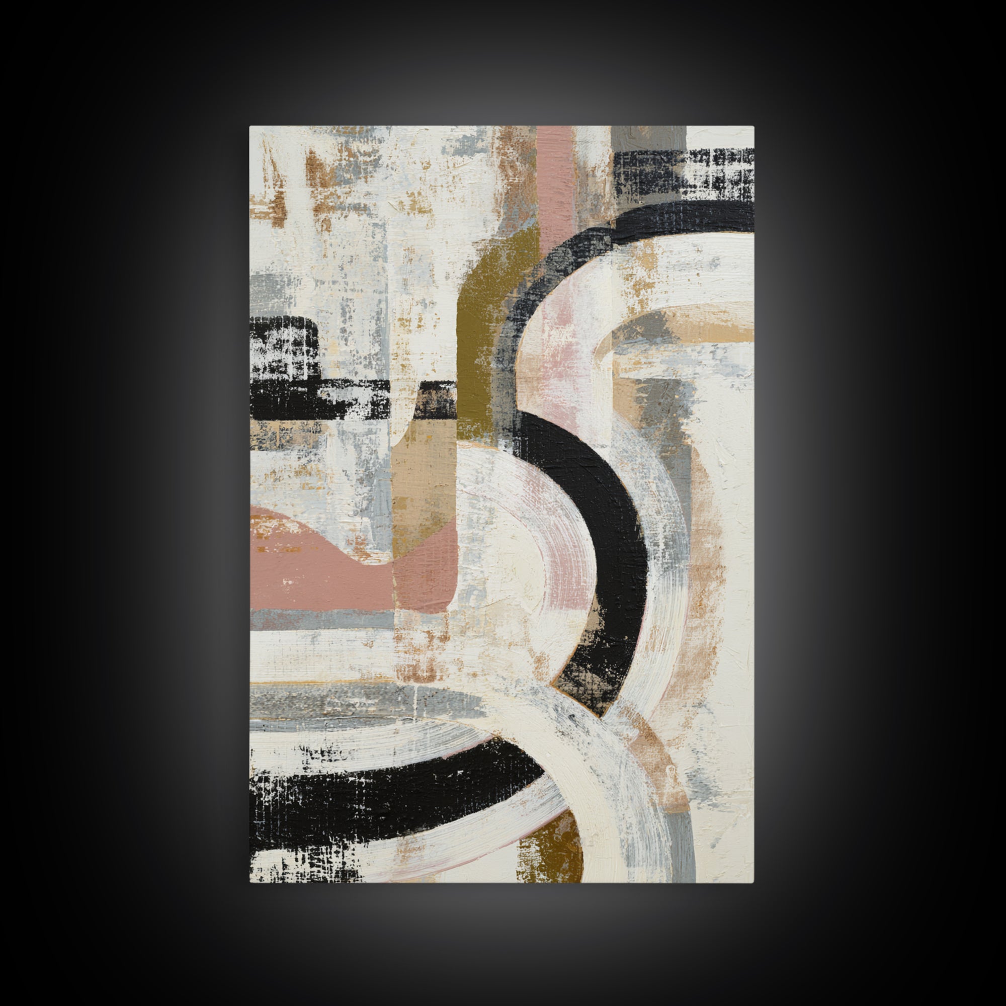 Statement Abstract with Bold Layered Brushwork Canvas Print, Wall Art, Framed Wall Art, Living Room Decor, Fine Art, WAL-2x3-81
