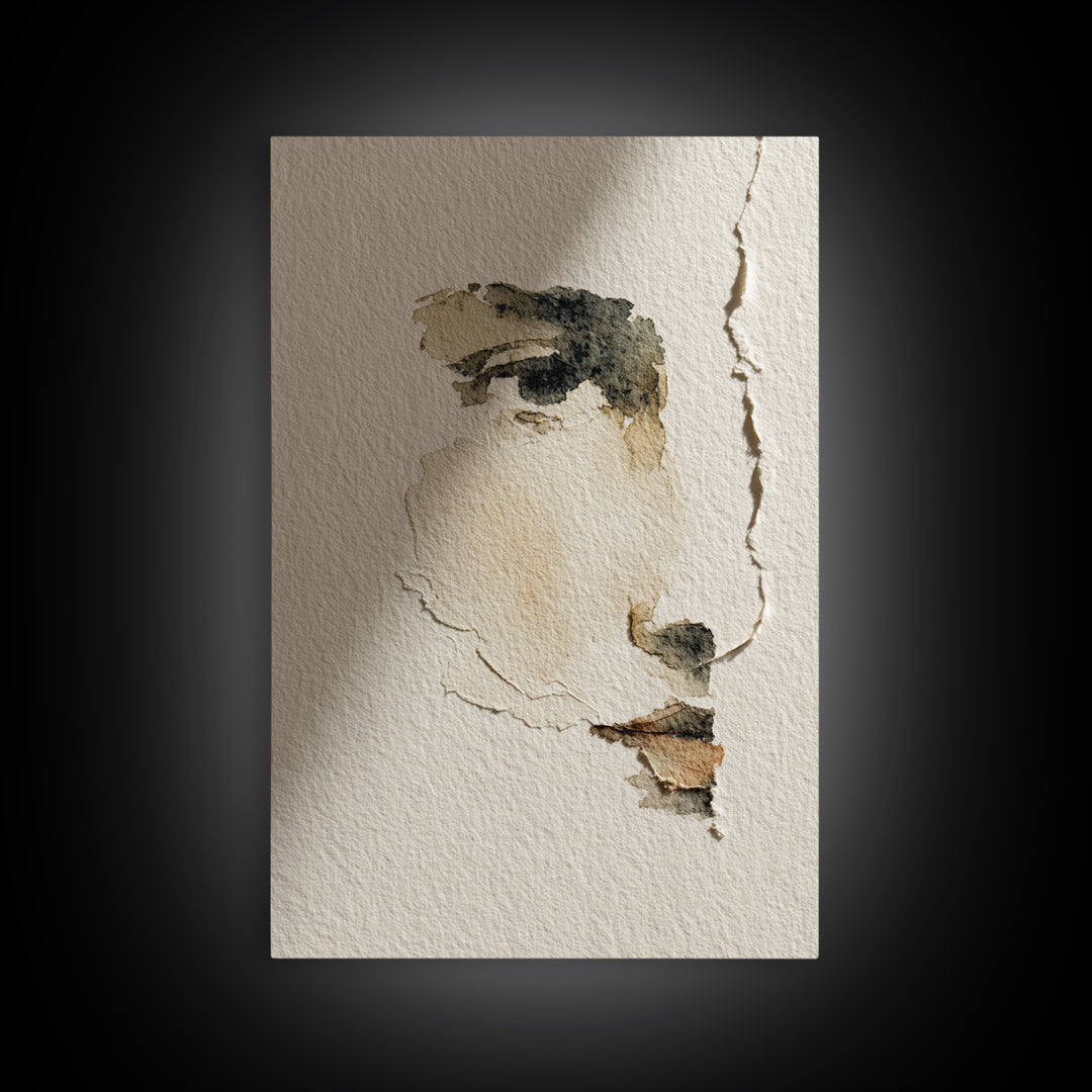 Minimal Line Portrait Canvas Print, Wall Art, Mid Century Modern, Living Room Decor, Fine Art, Textured Wall Art, WAL-2x3-86