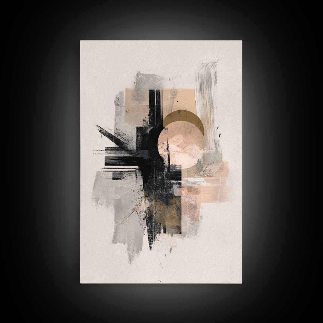 Statement Abstract with Bold Layered Brushwork Canvas Print, Wall Art, Canvas, Living Room Decor, Abstract Art, WAL-2x3-9