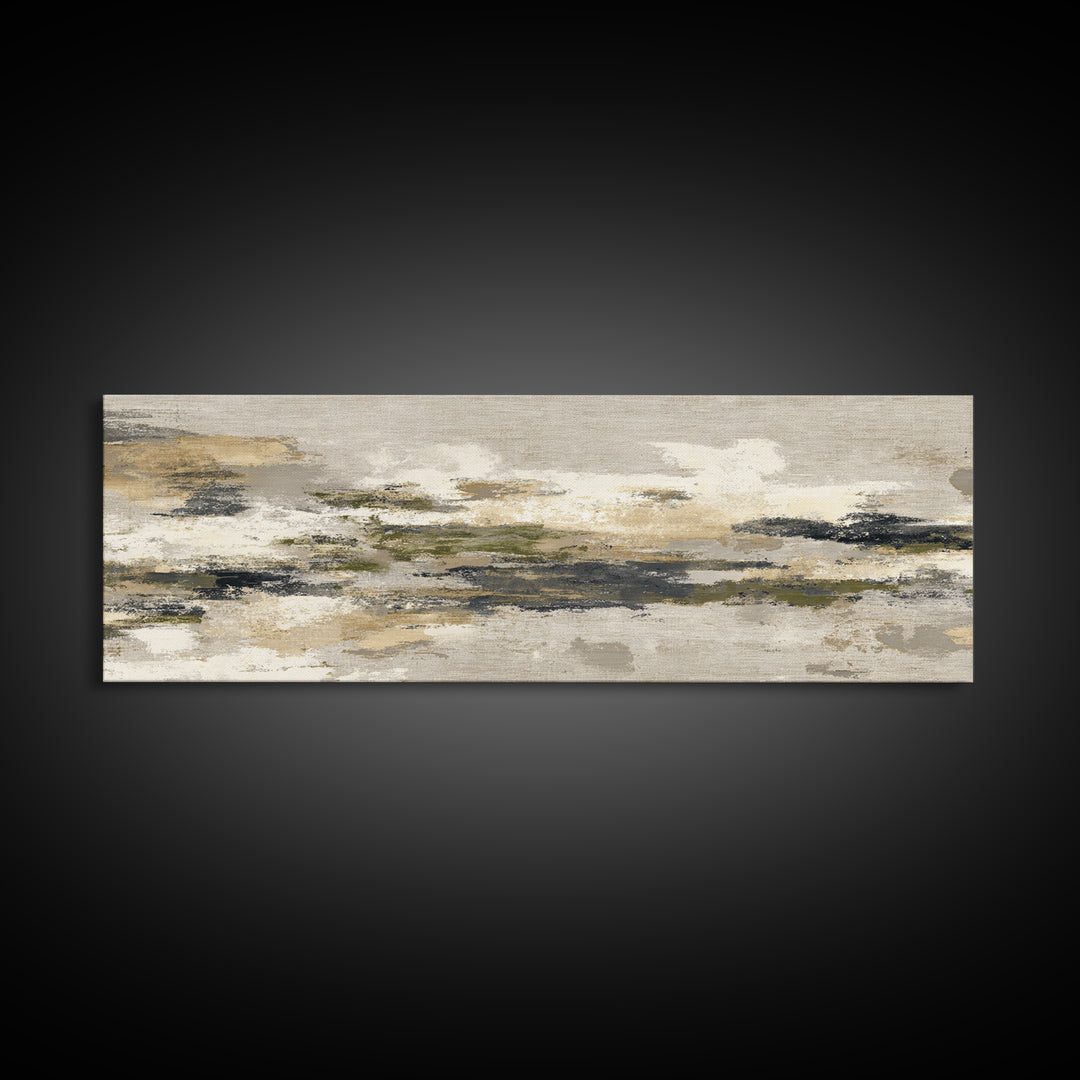 Urban Skyline in Muted Evening Color Framed Canvas Print, Wall Art, Art Print, Living Room Decor, Abstract Art, WAL-3x1-10