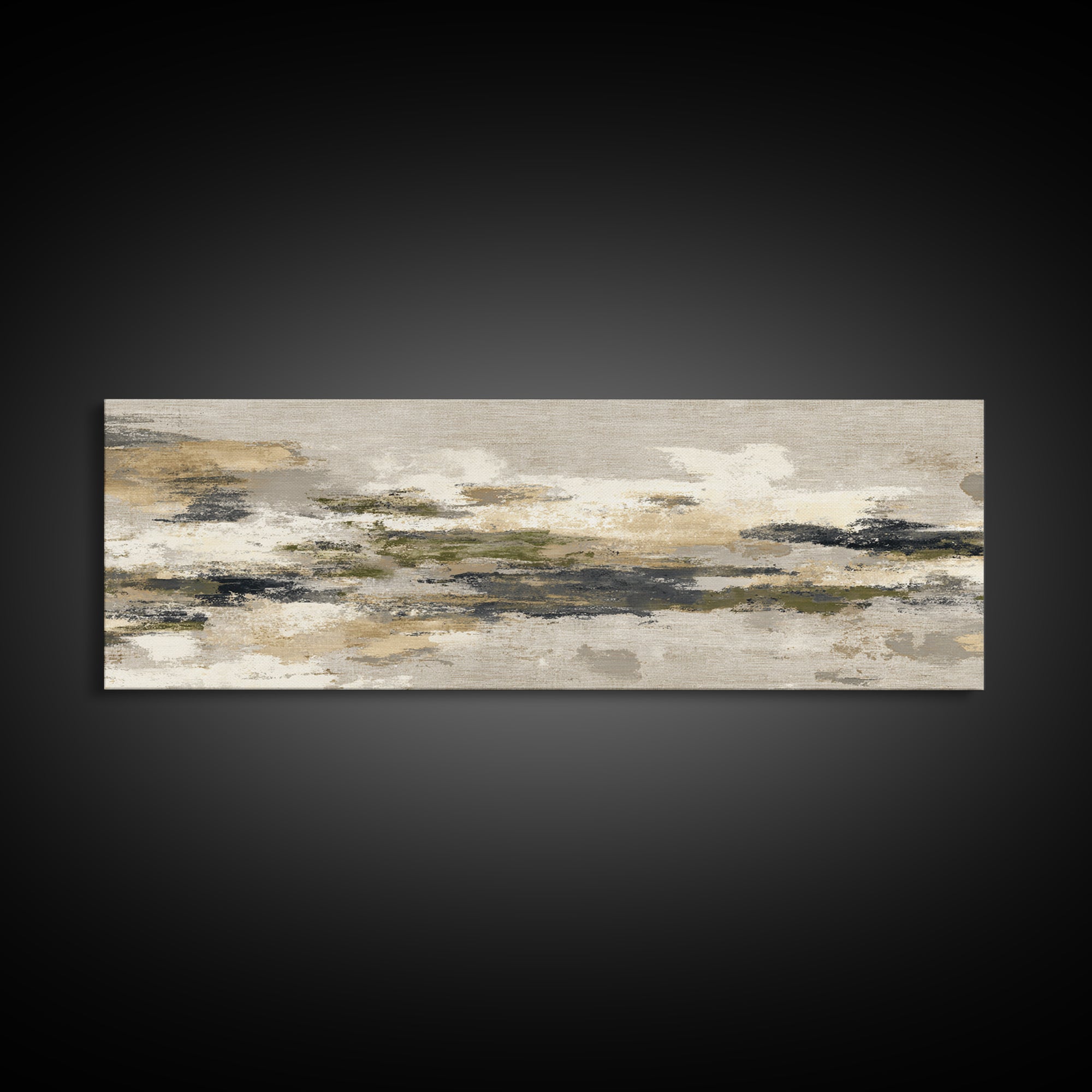 Urban Skyline in Muted Evening Color Framed Canvas Print, Wall Art, Art Print, Living Room Decor, Abstract Art, WAL-3x1-10