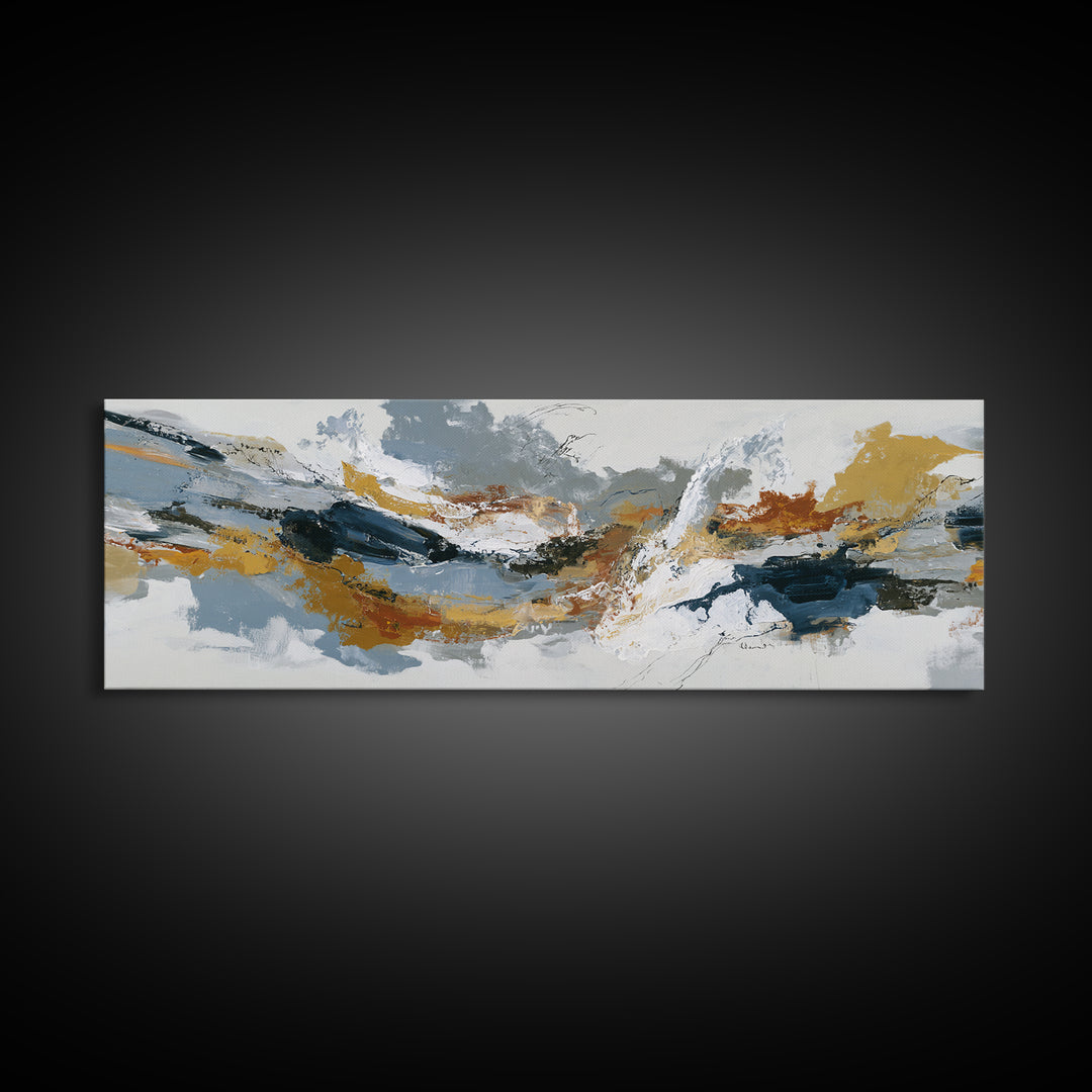 Statement Abstract with Bold Layered Brushwork Canvas Print, Wall Art, Textured Wall Art, Living Room Decor, WAL-3x1-17