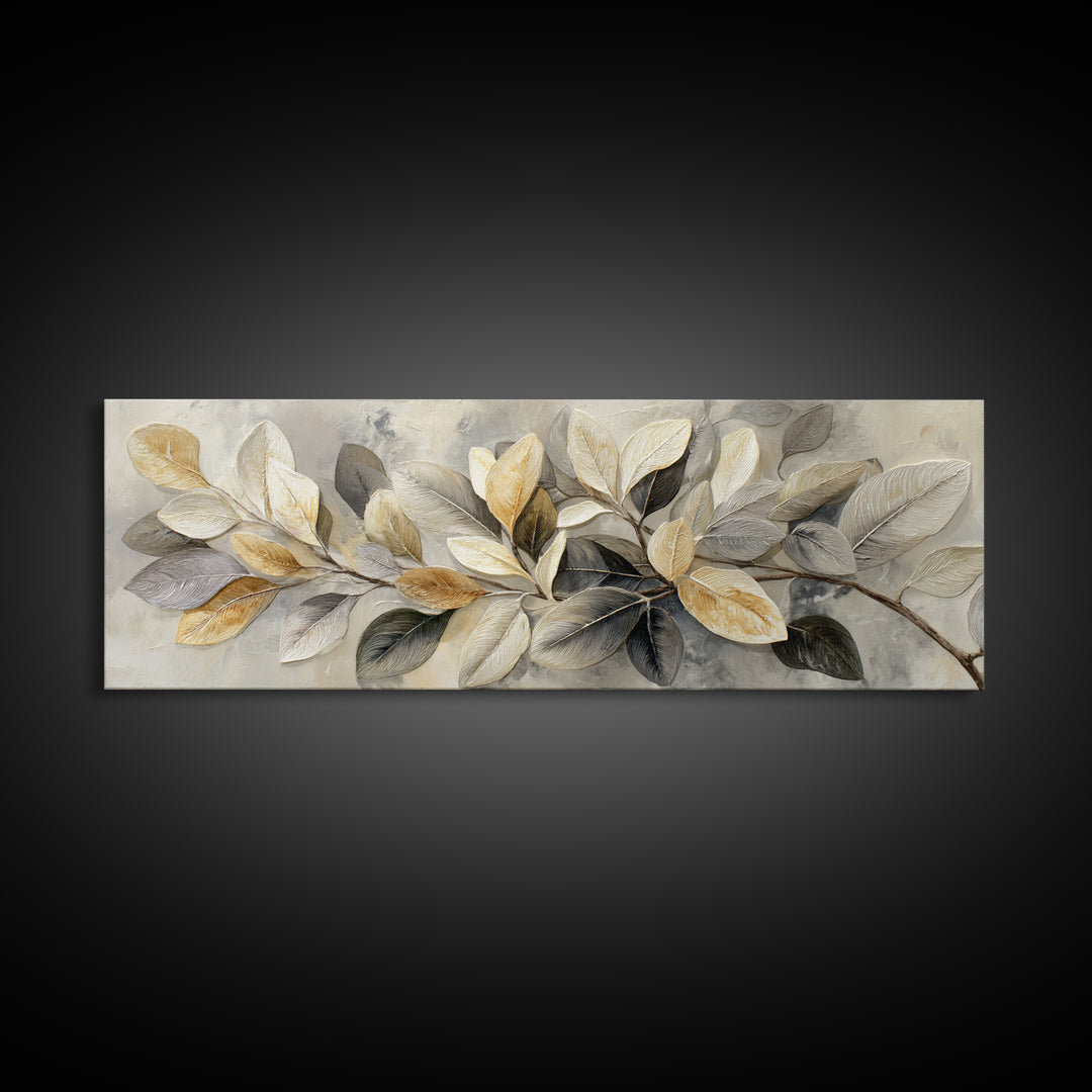 Large Botanical Print Framed Canvas Print, Wall Art, Digital Wall Art, Living Room Decor, Watercolor Art, Wood Wall Art, WAL-3x1-18