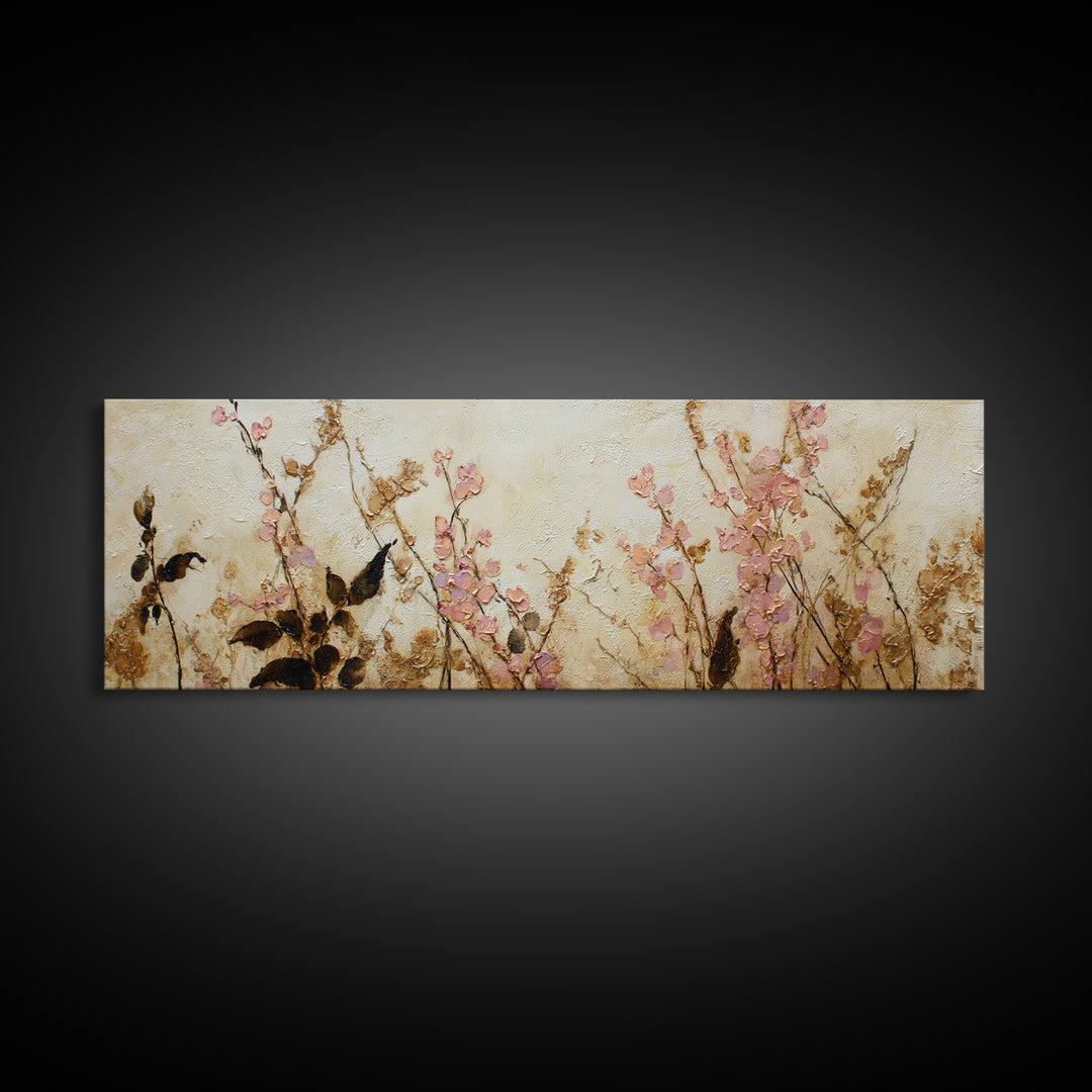 Soft Floral Oil Painting Canvas Print, Wall Art, Digital Print, Living Room Decor, Fine Art, Luxury Decor, Textured Painting, WAL-3x1-21