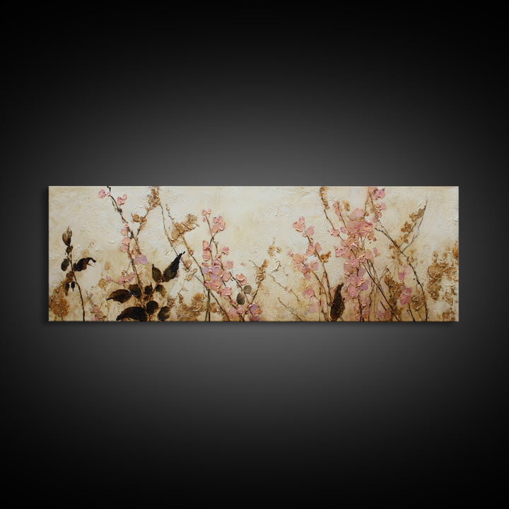 Soft Floral Oil Painting Canvas Print, Wall Art, Digital Print, Living Room Decor, Fine Art, Luxury Decor, Textured Painting, WAL-3x1-21