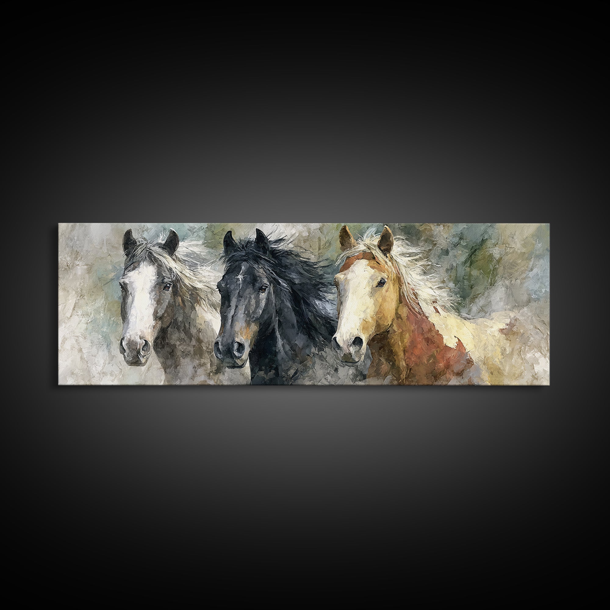 Wild Horse Portrait Canvas Print, Wall Art, Framed Wall Art, Living Room Decor, Fine Art, Fine Art Print, Statement Artwork, WAL-3x1-29