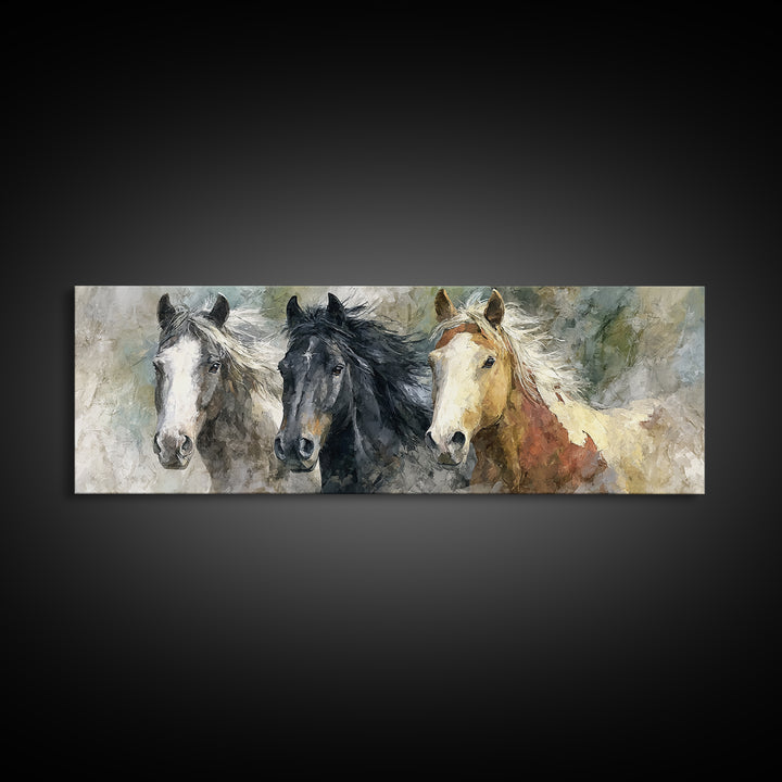 Wild Horse Portrait Canvas Print, Wall Art, Framed Wall Art, Living Room Decor, Fine Art, Fine Art Print, Statement Artwork, WAL-3x1-29