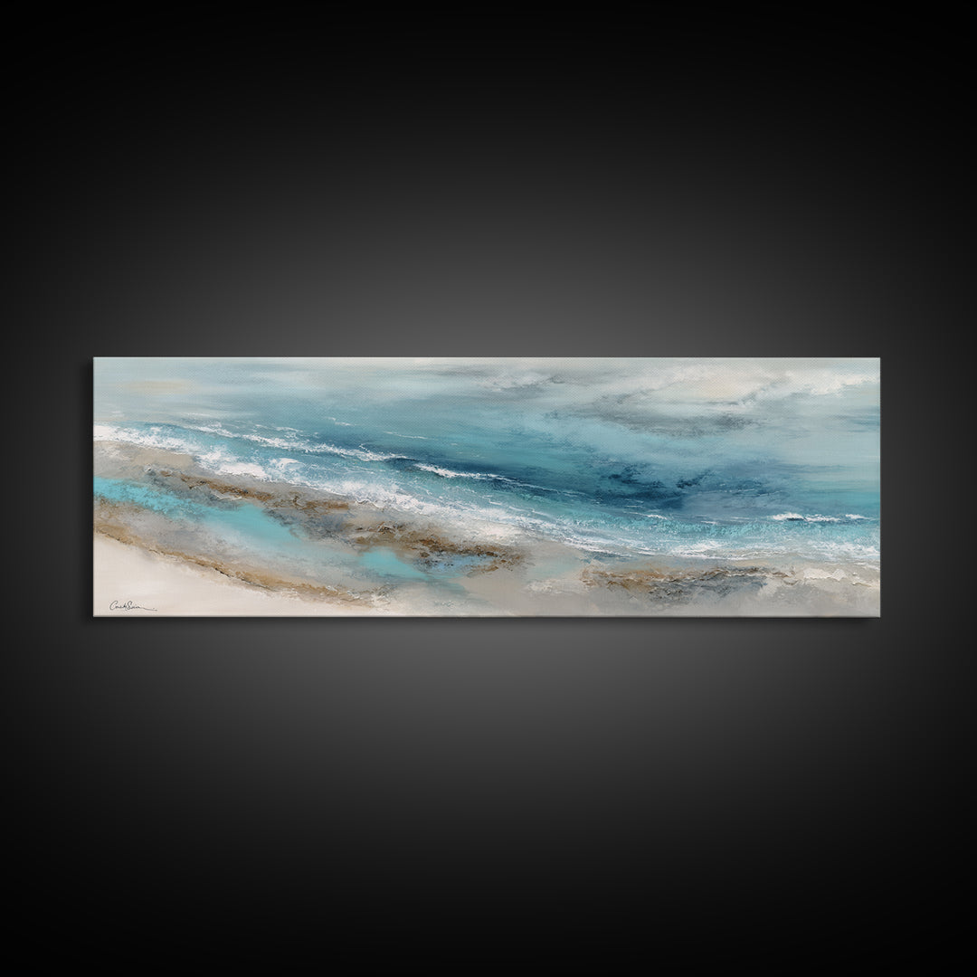 Coastal Aerial Water Study Canvas Print, Wall Art, Fine Art Print, Living Room Decor, Fine Art, Wall Decor, Painting, WAL-3x1-3