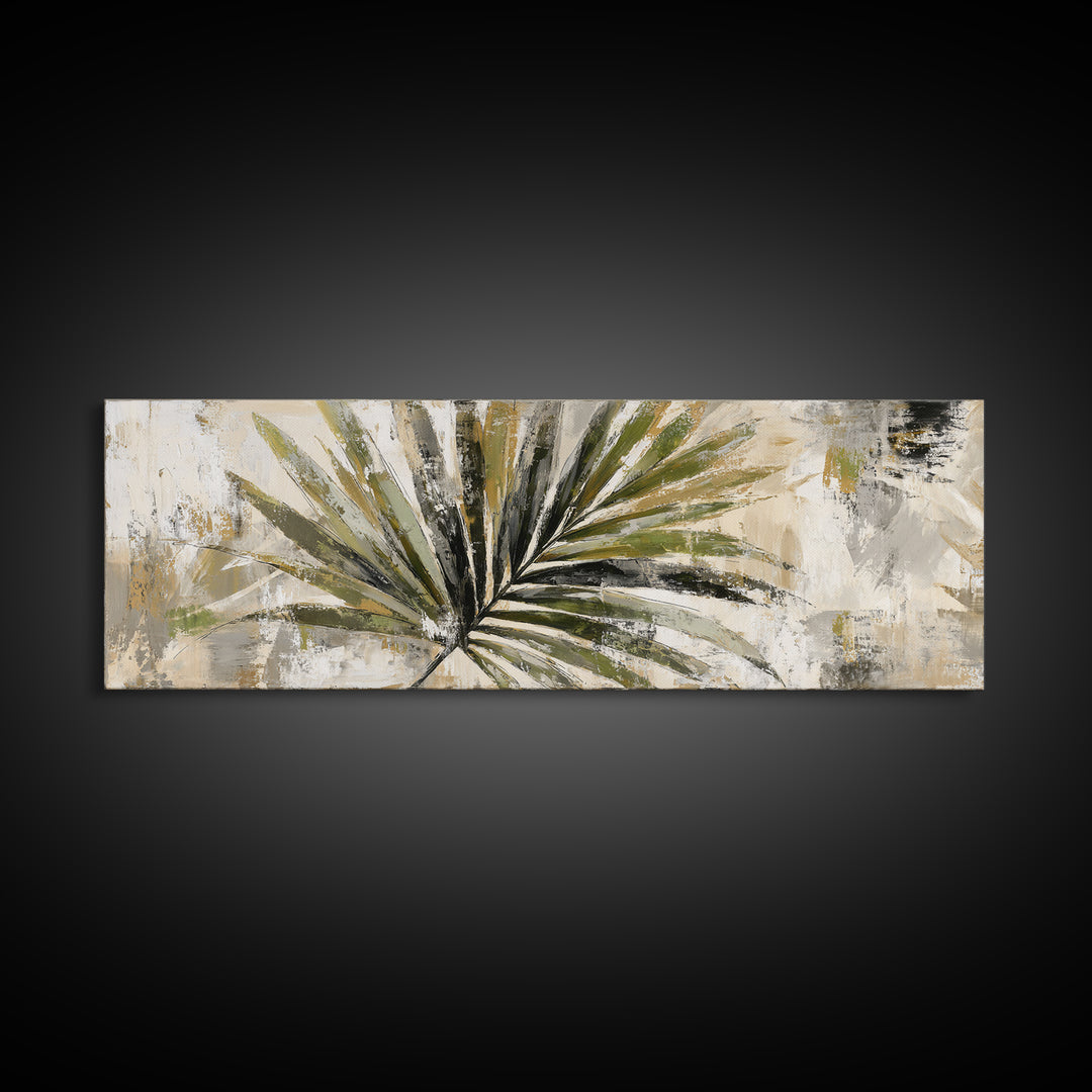 Tropical Palm Leaf Painting Framed Canvas Print, Wall Art, Abstract Wall Art, Living Room Decor, Fine Art, Contemporary Art, WAL-3x1-32