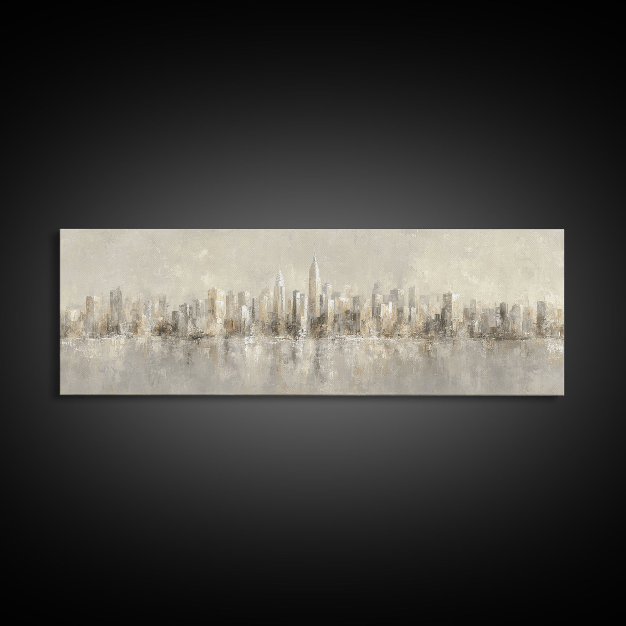 Urban Skyline in Muted Evening Color Canvas Print, Wall Art, Mid Century Modern, Living Room Decor, Fine Art, WAL-3x1-34