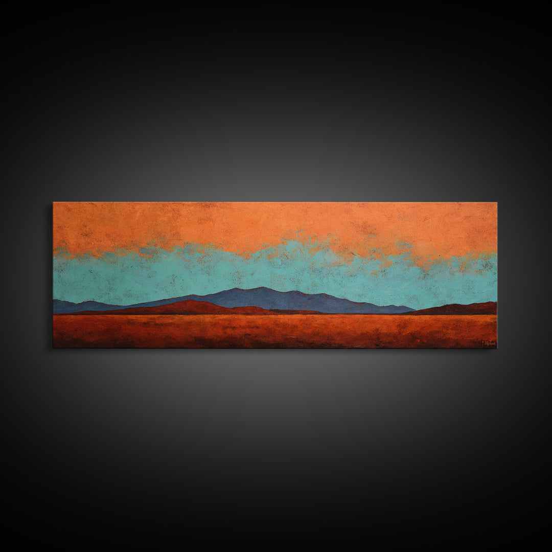 Desert Landscape in Warm Terracotta Tones Framed Canvas Print, Wall Art, Heart, Living Room Decor, Fine Art, WAL-3x1-47