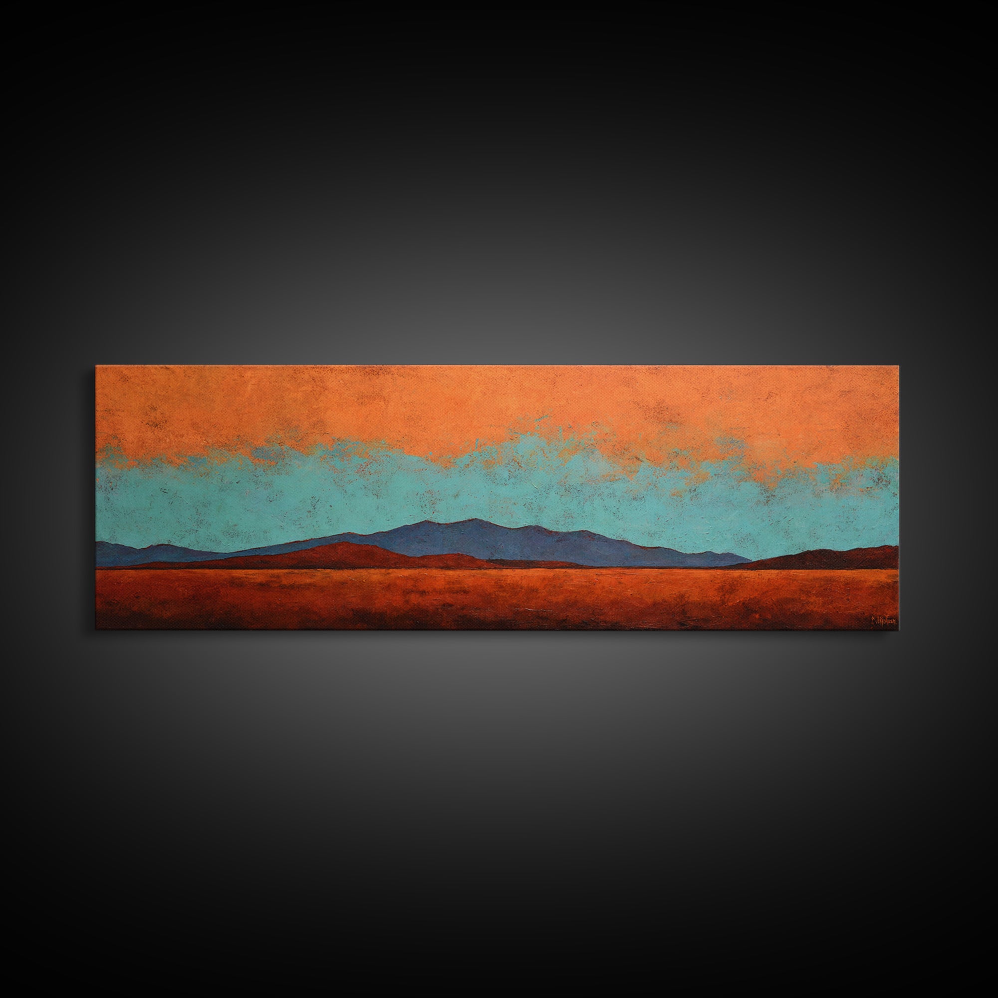Desert Landscape in Warm Terracotta Tones Framed Canvas Print, Wall Art, Heart, Living Room Decor, Fine Art, WAL-3x1-47