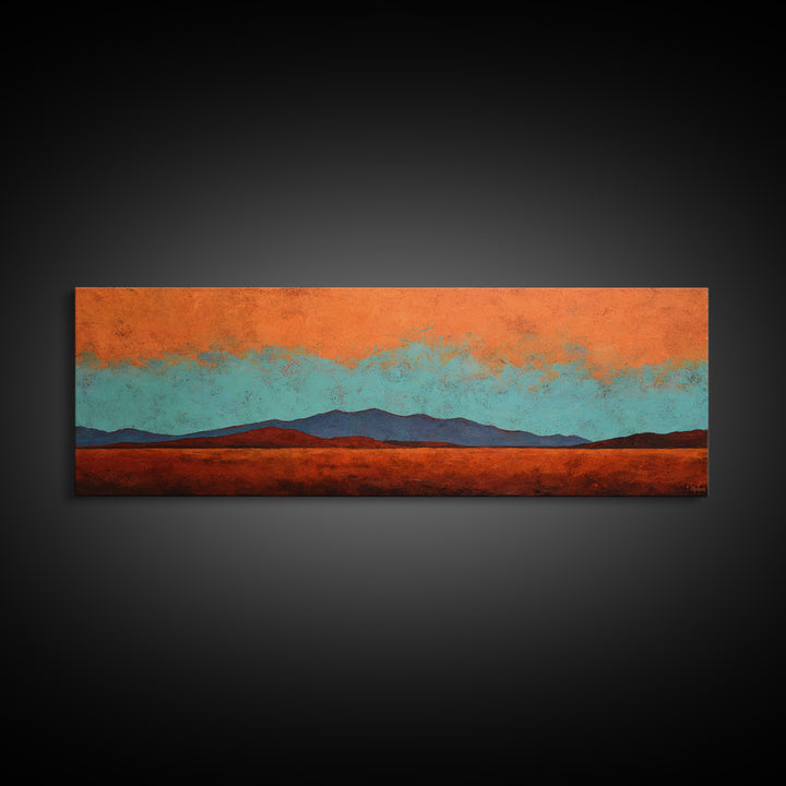 Desert Landscape in Warm Terracotta Tones Framed Canvas Print, Wall Art, Heart, Living Room Decor, Fine Art, WAL-3x1-47