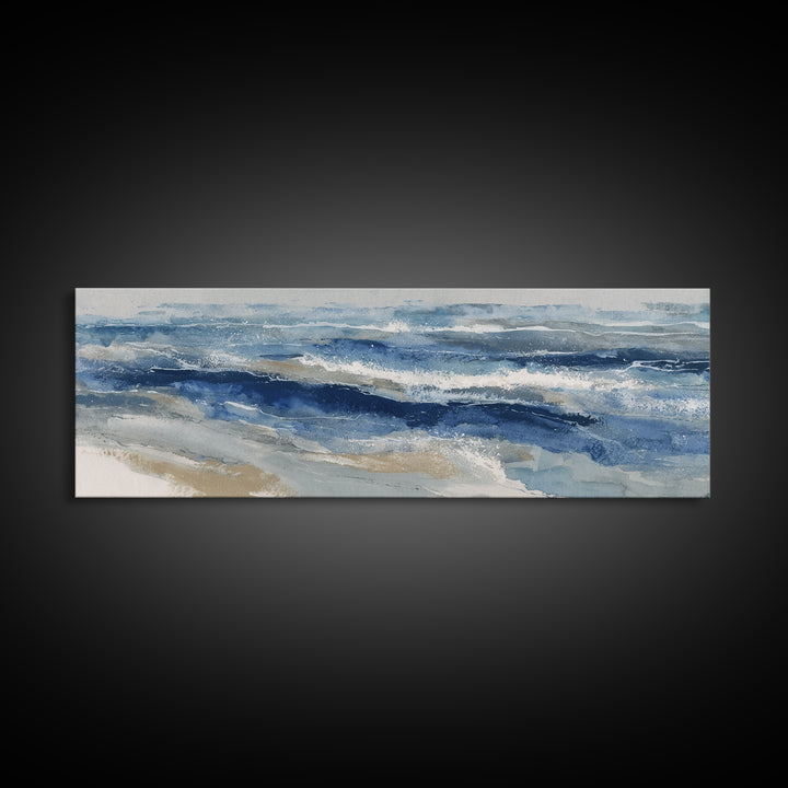Coastal Aerial Water Study Framed Canvas Print, Wall Art, Printable Wall Art, Living Room Decor, Fine Art, Original Art, WAL-3x1-51