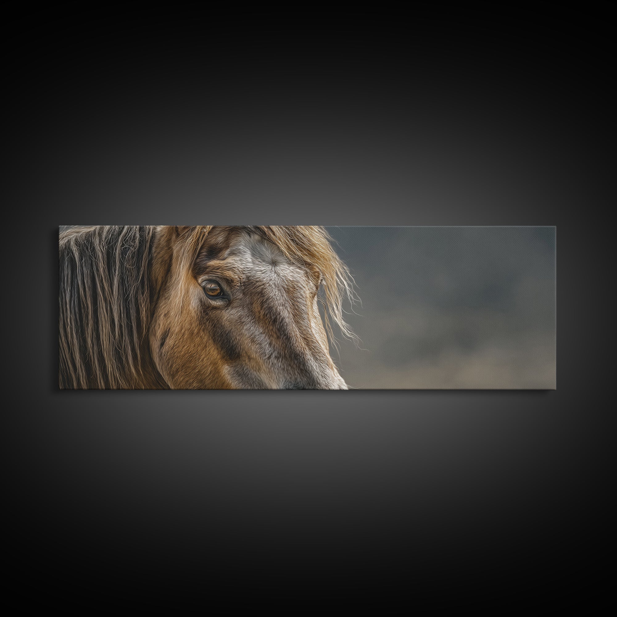 Wild Horse Portrait Framed Canvas Print, Wall Art, Prints Wall Art, Living Room Decor, Fine Art, Textured Painting, WAL-3x1-53