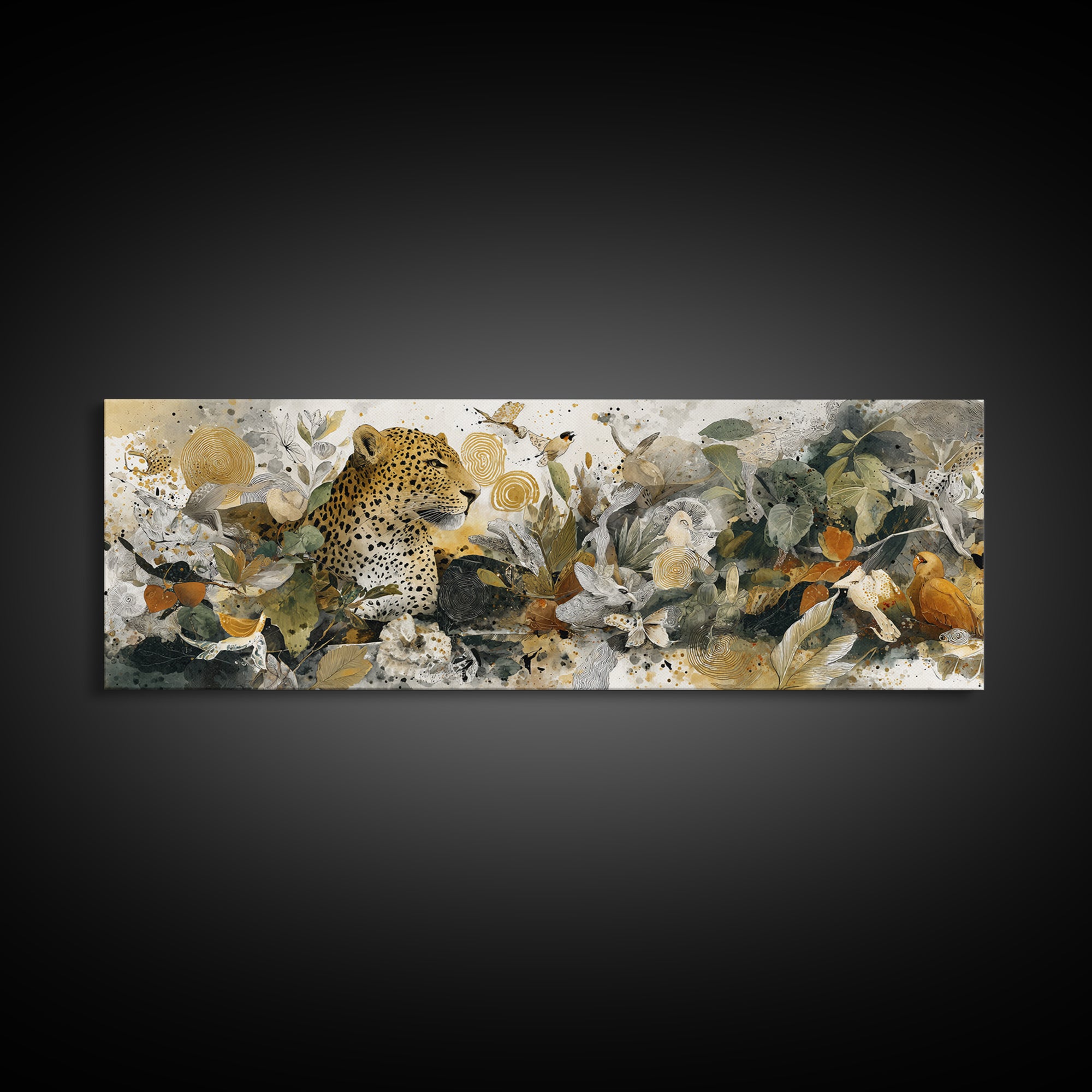 Whimsical Animal Portrait Framed Canvas Print, Wall Art, Contemporary Art, Living Room Decor, Fine Art, Mid Century Modern, WAL-3x1-63