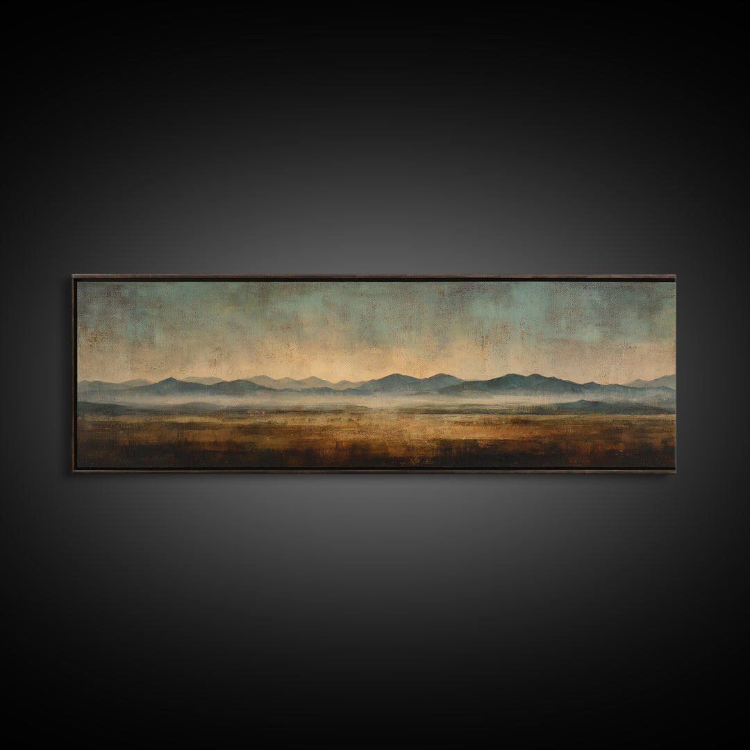 Desert Landscape in Warm Terracotta Tones Canvas Print, Wall Art, Metal Wall Art, Living Room Decor, Oil Painting, WAL-3x1-71