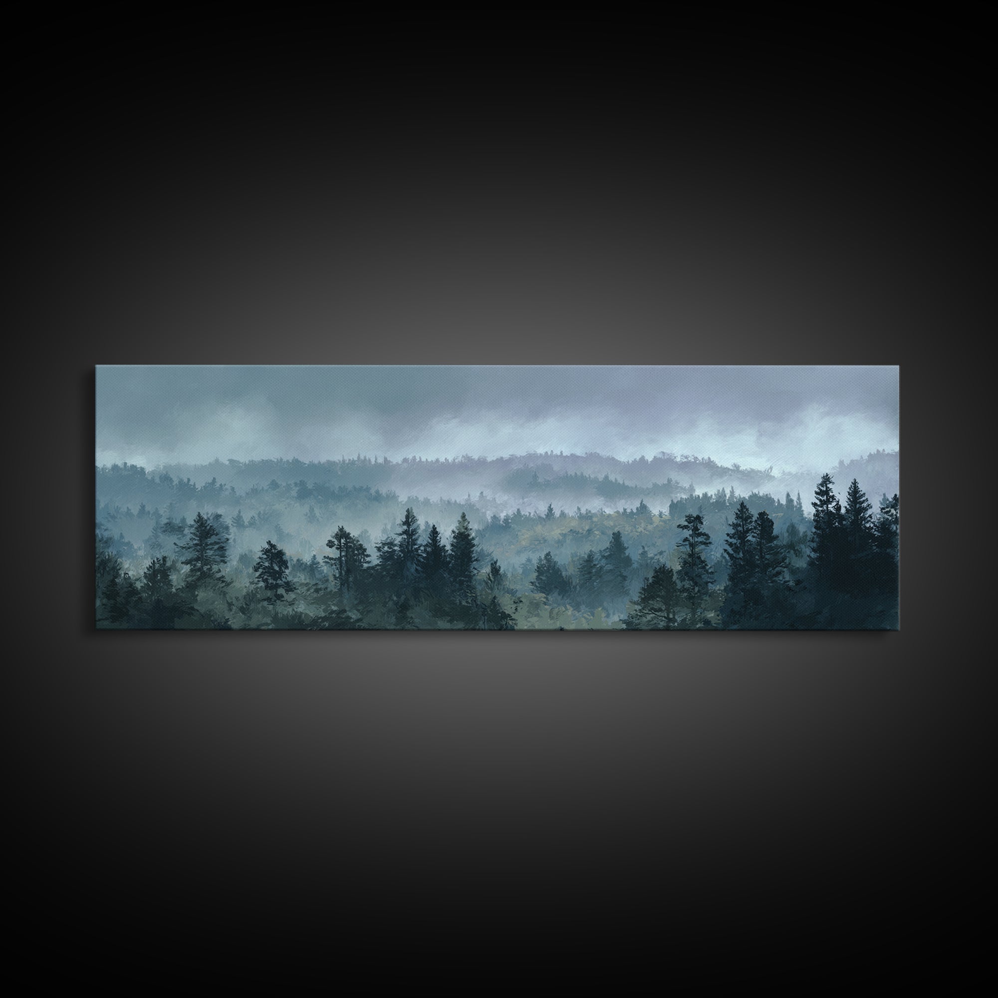 Moody Forest Landscape Framed Canvas Print, Wall Art, Framed Wall Art, Living Room Decor, Fine Art, Fine Art Print, WAL-3x1-74