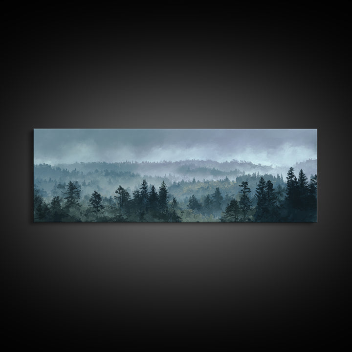 Moody Forest Landscape Framed Canvas Print, Wall Art, Framed Wall Art, Living Room Decor, Fine Art, Fine Art Print, WAL-3x1-74