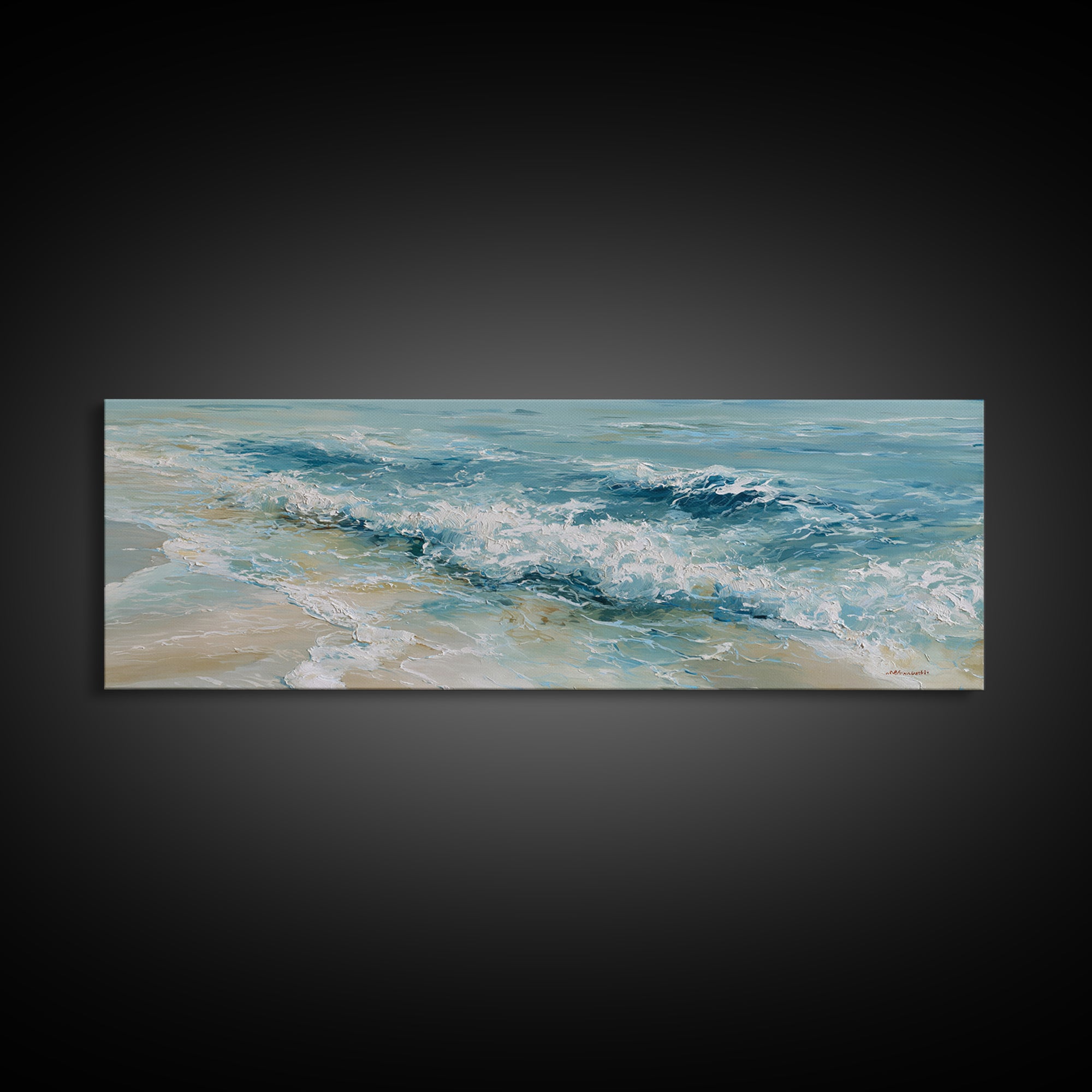 Coastal Aerial Water Study Canvas Print, Wall Art, Digital Wall Art, Living Room Decor, Fine Art, Wood Wall Art, WAL-3x1-75