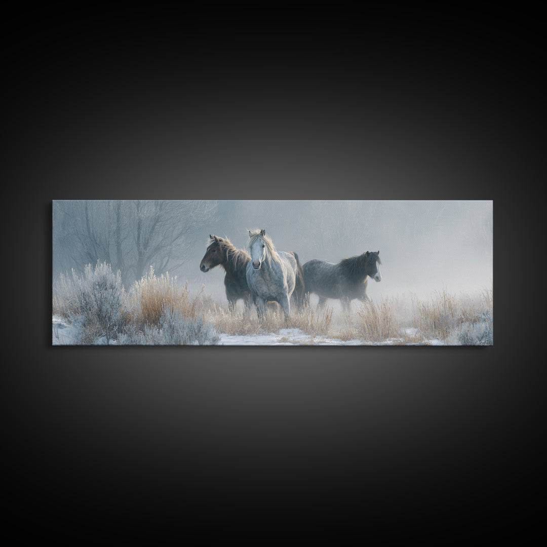 Wild Horse Portrait Framed Canvas Print, Wall Art, Prints Wall Art, Living Room Decor, Fine Art, Textured Painting, WAL-3x1-77