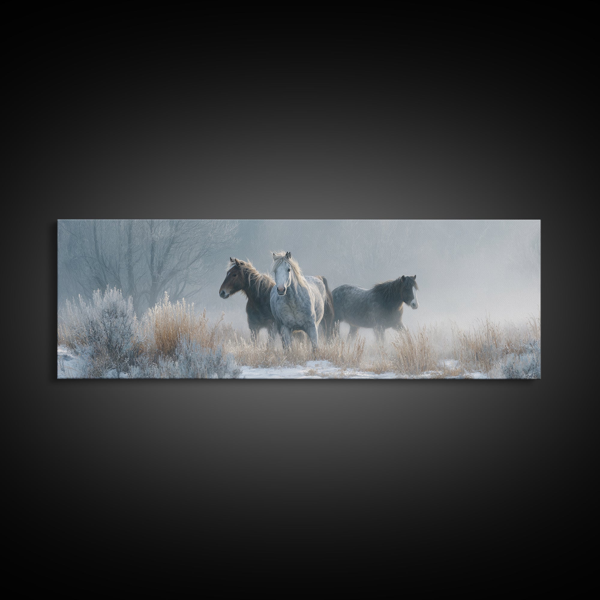 Wild Horse Portrait Framed Canvas Print, Wall Art, Prints Wall Art, Living Room Decor, Fine Art, Textured Painting, WAL-3x1-77